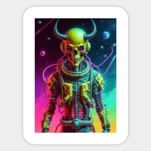 King Skull in retrowave galaxy design Sticker